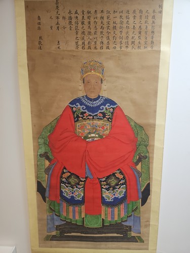 HUGE CHINESE EMPERESS OLD ORIGINAL WATERCOLOR ON SILK ON PAPER PAINTING UNSIGNED - Picture 2 of 10