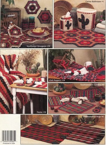 Southwest Home Crochet Afghan Cactus Rug Placemat Napkin Holder Potholder Book - Picture 1 of 2