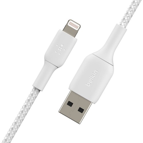 Belkin 1m Braided Lightning MFI-Certified to USB-A Cable for Apple iPhone White - Picture 4 of 5