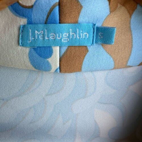 Abito J. McLaughlin Small Ivana scollo a V manica corta blu marrone floreale Catalina - Foto 3 di 8