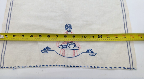 Kitchen Tea Towel Hand Embroidered Mid Century Cottagecore Vintage 16"x20" - Picture 9 of 10