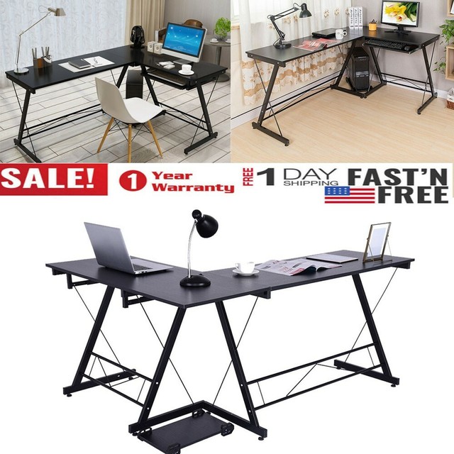 L Shaped Home Office Pc Corner Computer Desk Laptop Table Workstation Furniture