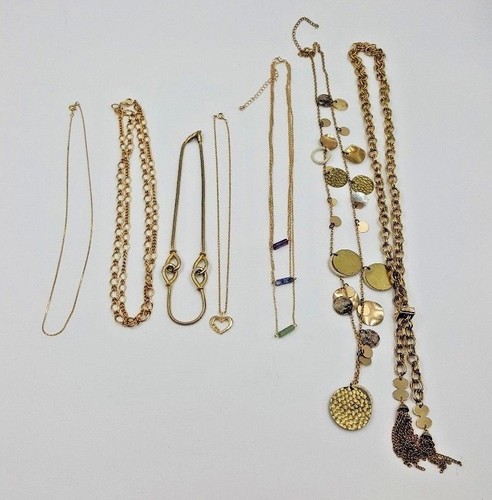 Fashion Jewelry Lot Of 13 Womens Gold Tone Necklaces  + 1 Choker Accessories - Picture 4 of 6