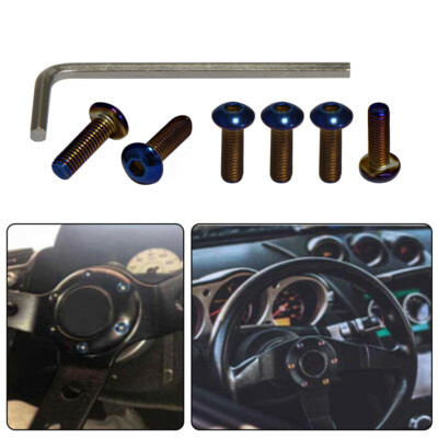 6-Piece Steering Wheel Bolt Kit - Fits NRG, Nardi, Sparco, OMP, MOMO Hubs (Black)