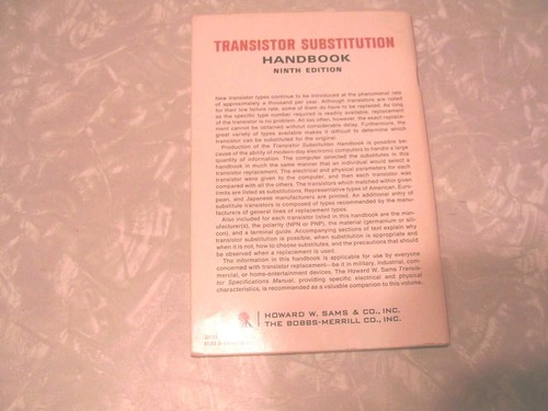 VINTAGE 1969 TRANSISTOR SUBSTITUTION HANDBOOK No 9 Howard Sams & Co. - Picture 2 of 5