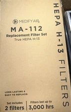 NEW! Medify Air MA-112 Replacement Filter Set True HEPA H-13 (Two-Pack)