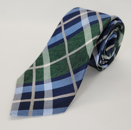 Tasso Elba Plaid Navy Red Brown Blue Green 100% Silk Designer Ties 57"L x 3.25"W - Picture 10 of 12