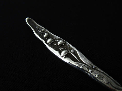 ❤️ LILY OF THE VALLEY WITHING BOUILLON LADLE 9” ART NOUVEAU c.1885 RARE - Picture 4 of 10