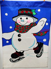 Vintage 90s Original Winter Snowman Blue White Banner Outdoor Flag 39.5”Lx 27.5”