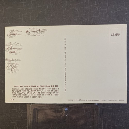 Cartolina Big Hello from Dewey Beach Delaware lettera grande fumetto pre-1980 CROMO - Foto 2 di 4