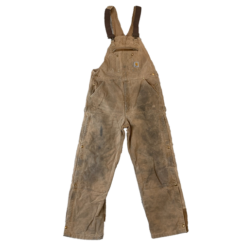 Peto general forrado con babero de lona tostada Carhartt ropa de trabajo medidas 37W 30L