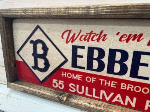 Antique Style Art Wood Brooklyn Dodgers Ebbets Field Baseball Wood Sign 6x24 - Picture 3 of 4