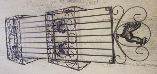 Vintage Large Hanging Metal Wall Pockets 38"t x 12 1/4"w x6 1/4"d Rooster Design - Picture 8 of 23