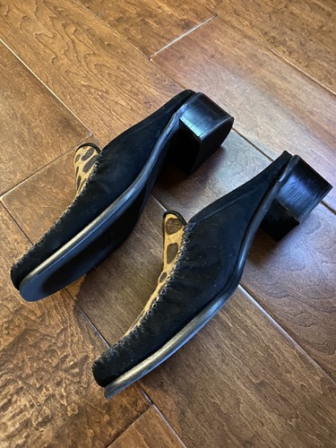 Stuart Weitzman size 9 Slide On Mules Fur Animal Print SPAIN - Picture 5 of 8