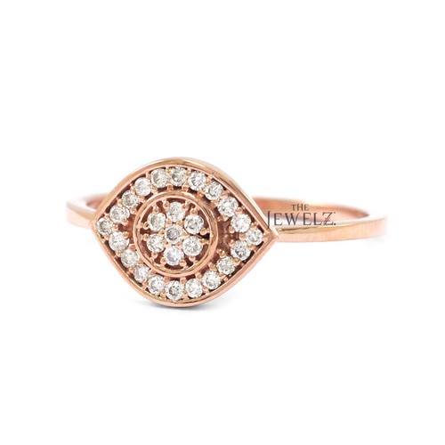 14K Gold 0,18 ct VS/F-G Diamant Evil Eye Ringgröße - 3 bis 8 US - The Jewelz - Bild 2 von 3