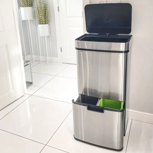 Motion Sensor Rubbish Bin Stainless Steel 72L with 3 Compartments for Kitchen - Picture 8 of 12
