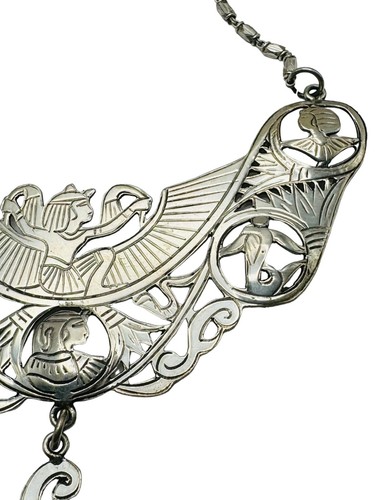 Vintage Egyptian 900 Silver Cleopatra Necklace Hallmarked Beautiful - Picture 6 of 16