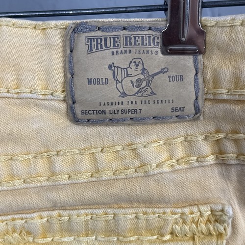 True Religion Lily Super T Caprihose hellgelb dicke Nähte Damen Gr. 26 USA - Bild 3 von 11