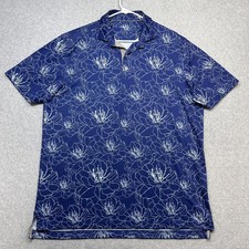 Johnnie O Polo Shirt Mens Large Blue Floral Twilight Golf Performance Tech