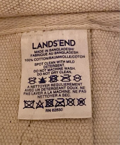 Lands' End Small Canvas Double Handle Full Zip Top Tote Bag Purple/Natural Beige - Picture 15 of 16