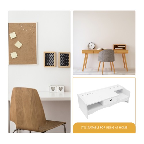 Elevated Storage Rack Monitor Stand with Draw Office Computer Shelf - 第 7/8 張圖片