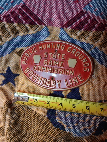 Old Vintage PA Public Hunting Grounds Boundary Line Oval Metal Sign Pennsylvania - Picture 4 of 4