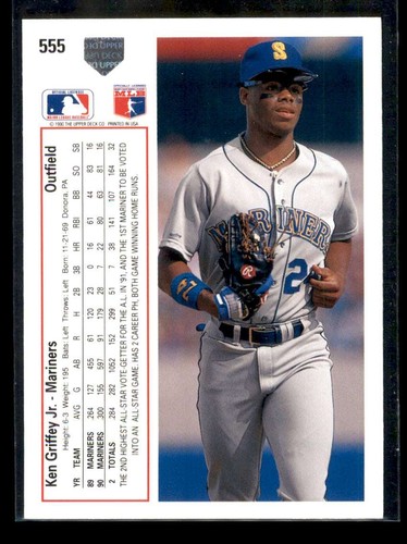 Upper Deck Baseball 1991 #555 Ken Griffey Jr. HOF Seattle Mariners quasi nuovo/nuovo + 8168 - Foto 2 di 4