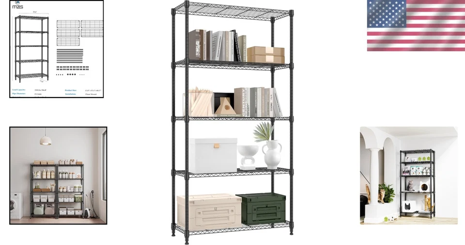 "Estantes de almacenamiento de metal que ahorran espacio - negros" Foto 2 de 4