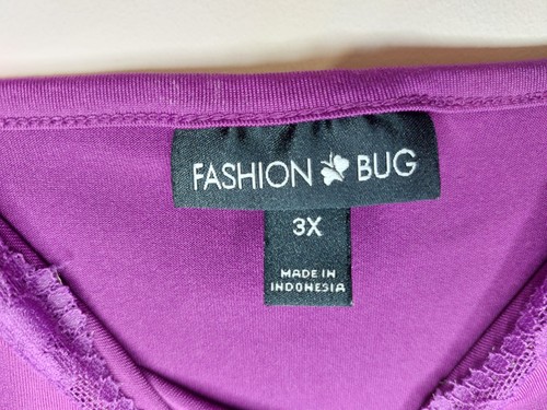 Y2K Fashion Bug Cami Top Size 3X Lace Trim Purple Adjustable Straps Whimsigoth - Picture 10 of 21