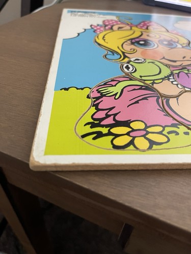 Vintage 1983 Muppet Babys Miss Piggy Baby Kermit Playskool Holzpuzzle - Bild 4 von 5