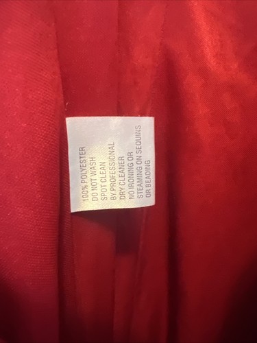 Mac Duggal Red Sleeveless Knot Style Jersey Gown Thigh High Slit Size 14 READ - Picture 11 of 13