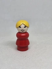 Vintage Fisher Price little people dark red woman/mom yellow hair