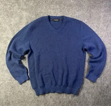 Paul Stuart Men's 100% Alpaca V-Neck Pullover Sweater Men's Medium Blue