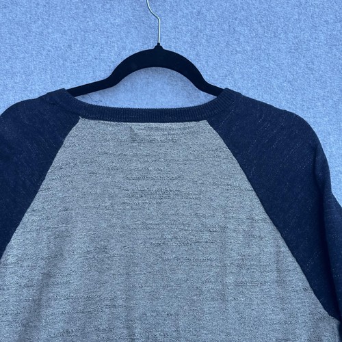 J.Crew Sweater Mens Medium Gray Navy Raglan Sleeve Crewneck Pullover Lightweight - Picture 9 of 9