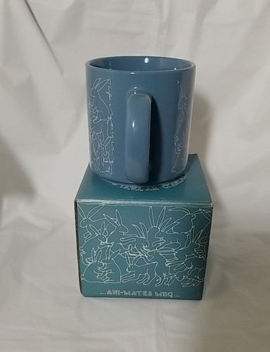 Taylor & NG 1979 Blue White Naughty Orgy Rabbits Coffee Mug Sex Novelty Spring - Picture 5 of 9