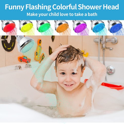 LED Shower Head with Light, 7 Color Light Automatically Changing LED Fixed Ra... - Picture 3 of 7