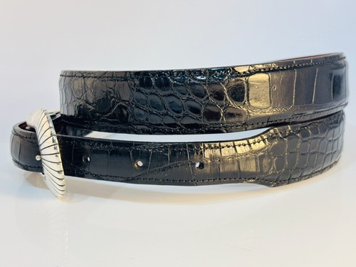 Douglas Magnus Plata de Ley .925 3/4" Ranger Hebilla de Cinturón 38 Genuino Caimán - Imagen 6 de 10