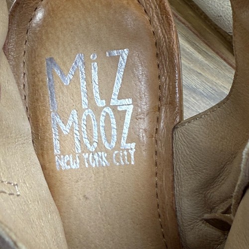 Miz Mooz Flaire Scrunch Sandals 37 Wide 7 W Linen Leather Ankle Strap Zip Flats - Picture 11 of 11