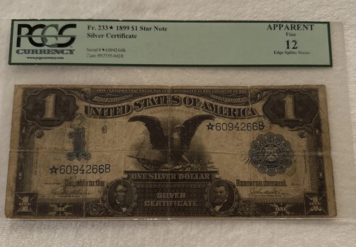 1899 One Dollar $1 US Black Eagle Silver Certificate Large Star Note PCGS 12