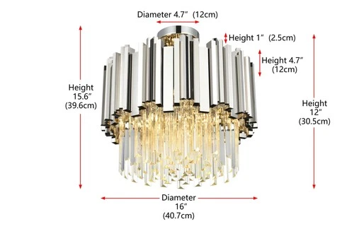 Elegant Lighting Willow 16" Flush Mount in Chrome - Picture 8 of 8