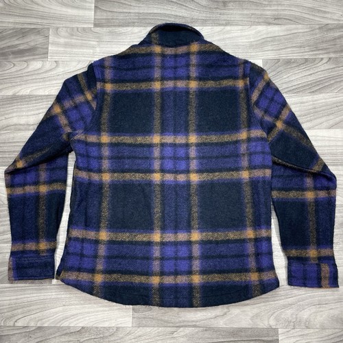 Timberland Plaid Fleece Overshirt Shirt Jacket Mens M Blue Wool Shacket - Picture 2 of 5