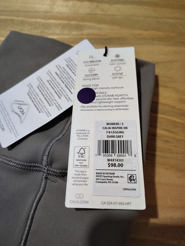 NEW CALIA Women's Inspire High Rise 7/8 Legging Sz Small - Dark Grey- MSRP $98 - Picture 7 of 7