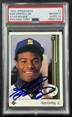 KEN GRIFFEY JR. PSA 8 1989 UPPER DECK #1 ROOKIE DNA 10 AUTOGRAPH AUTO RC 1314