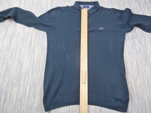 Gant Henley Jumper Navy Extra Large 100% Cotton Designer Embroidered Logo - Picture 9 of 12