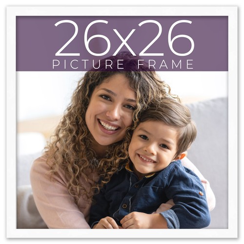 26x26 Frame White Real Wood Picture Frame Width 0.75 inches | Interior Frame Dep