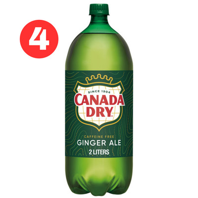 Canada Dry Caffeine Free Ginger Ale 2L Bottle - Refreshing Soda Pop (4 Pack)