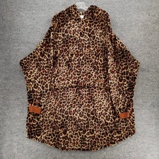 The Comfy Hoodie Womens One Size Brown Blanket Sweatshirt Fleece Leopard Print