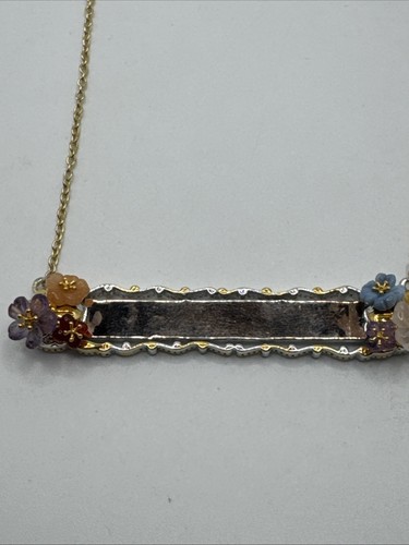 Gems En Vogue Michael Valitutti Sterling Silver Flower Bar Necklace - Picture 4 of 12