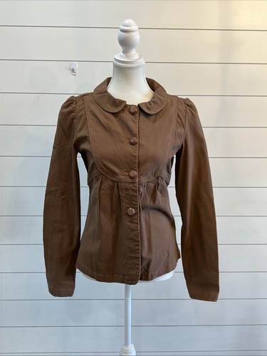 Tulle Anthropologie Women's Brown Canvas Button Up Jacket Women's Size Medium