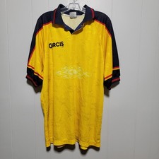 Vintage Garcis Soccer Jersey Yellow Navy Red Number 8 XL Made in Mexico 90s Kit